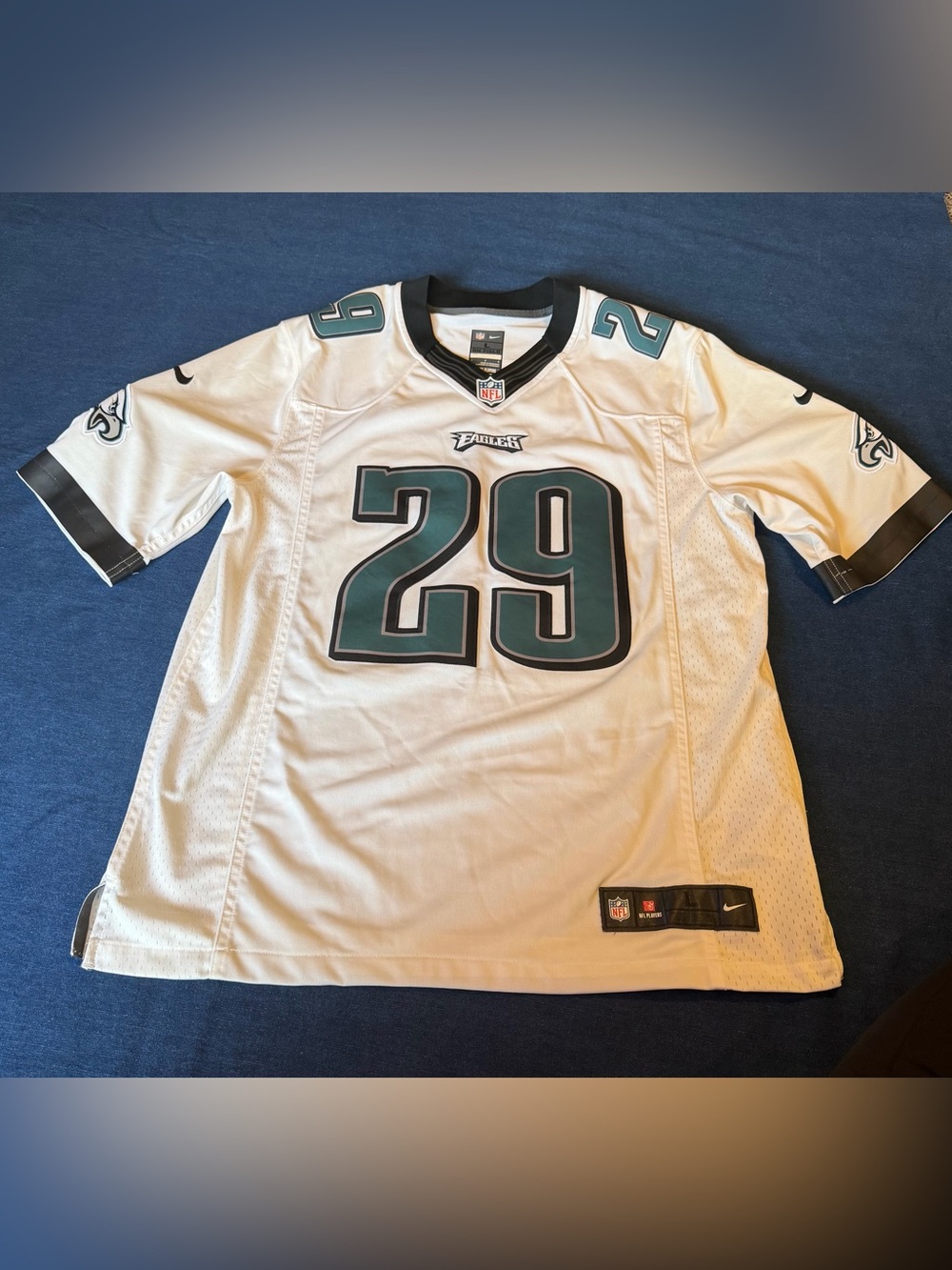 Nike White and Teal Philadelphia Eagles #29 Jersey